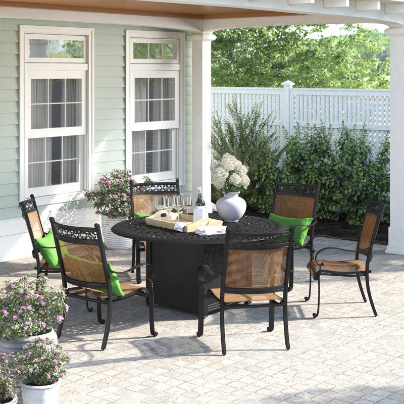 Sol 72 Outdoor™ Curacao 7 Piece Dining Set with Firepit & Reviews Wayfair